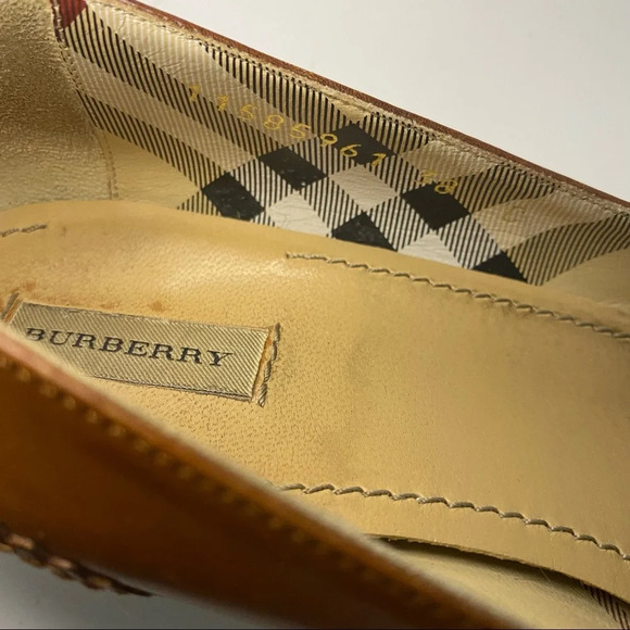 Vintage Burberry Brown Leather Low Heel Loafers - Picture 7 of 13
